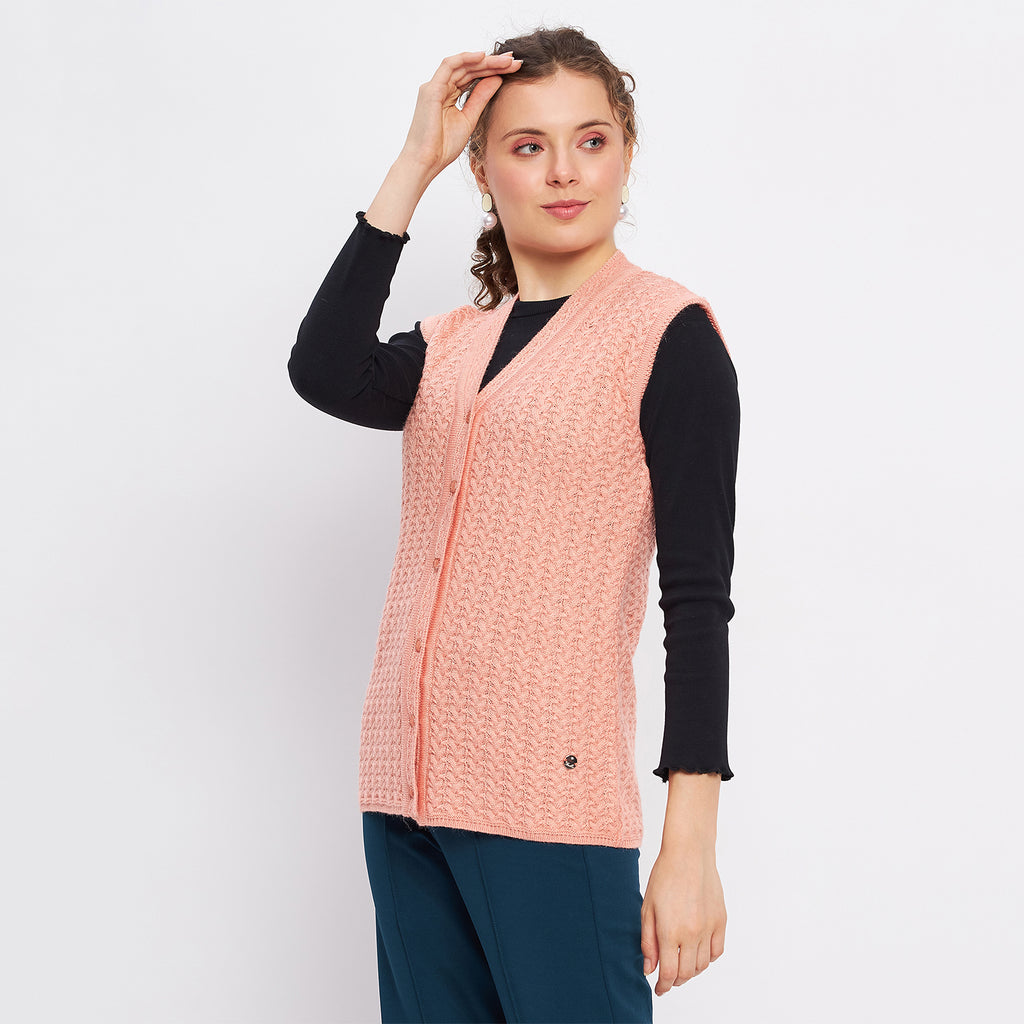 Duke Urban Women Sleeveless Self Design Cardigan (LQS9788)