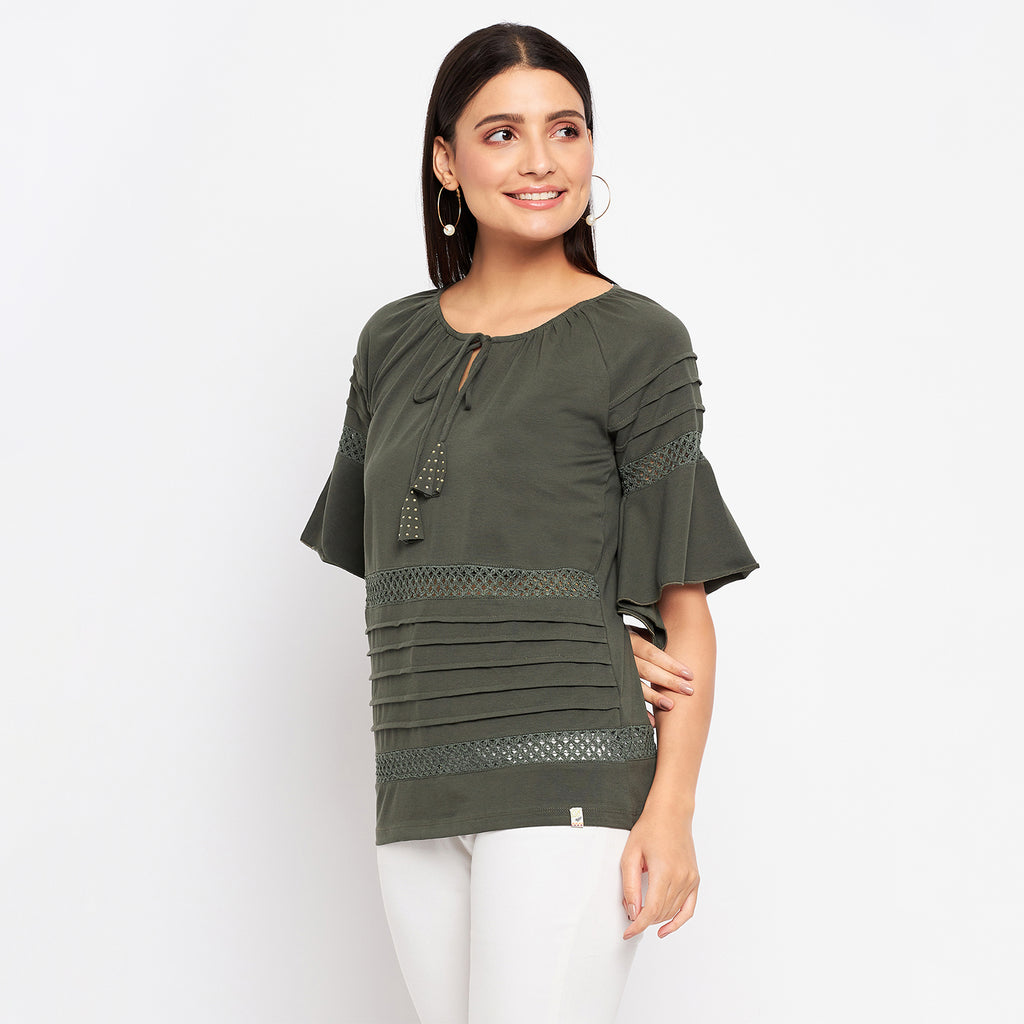 Duke Urban Women Keyhole Neck Half Sleeve Solid Top (LFX899)