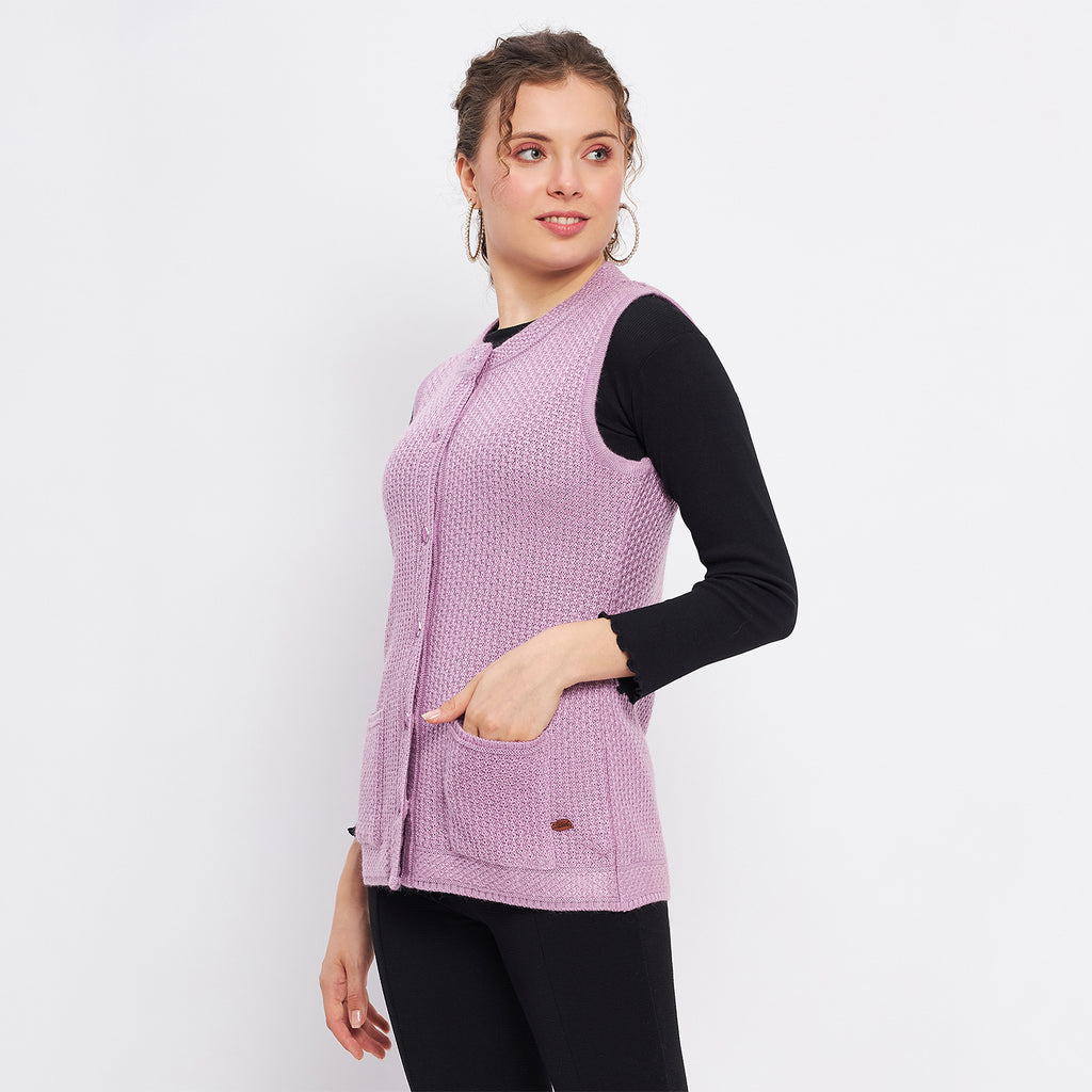 Duke Urban Women Sleeveless Self Design Cardigan (LQS9789)