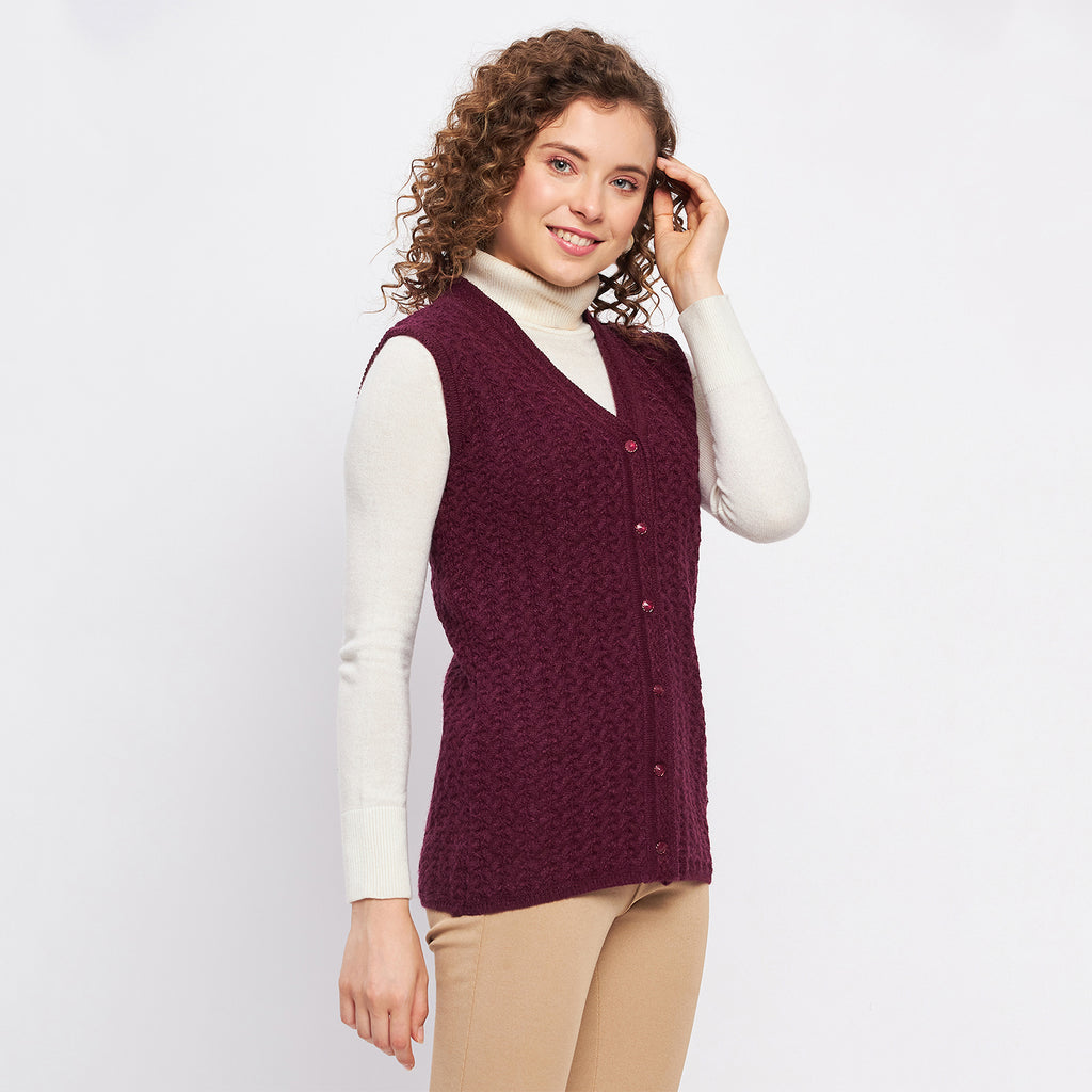 Duke Urban Women Sleeveless Self Design Cardigan (LQS9788)