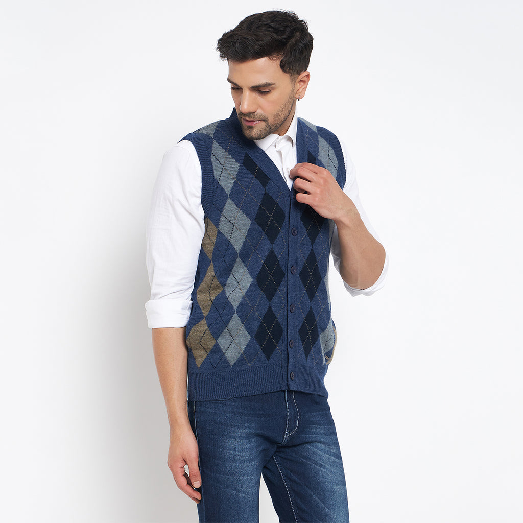 Duke Urban Men Sleeveless V Neck Cardigan (SDS2166B)