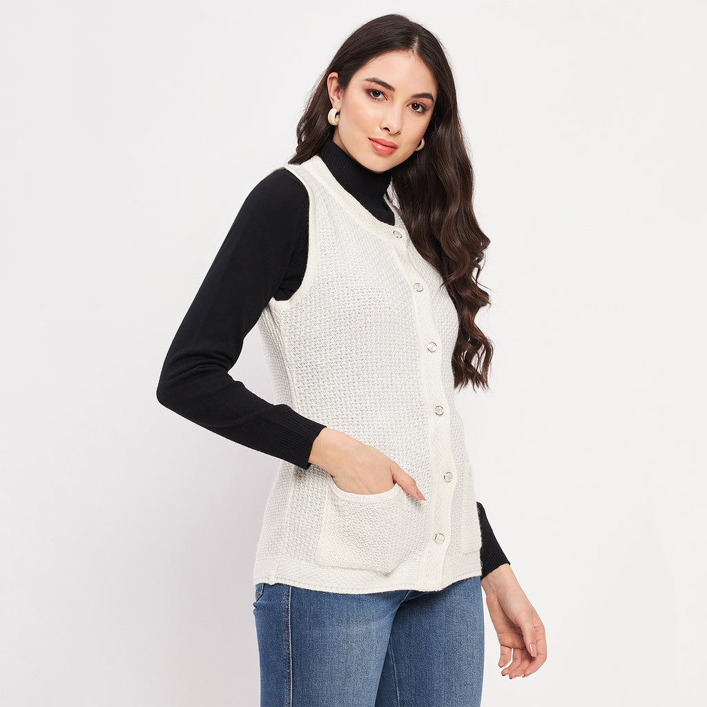 Duke Urban Women Sleeveless Self Design Cardigan (LQS9789)