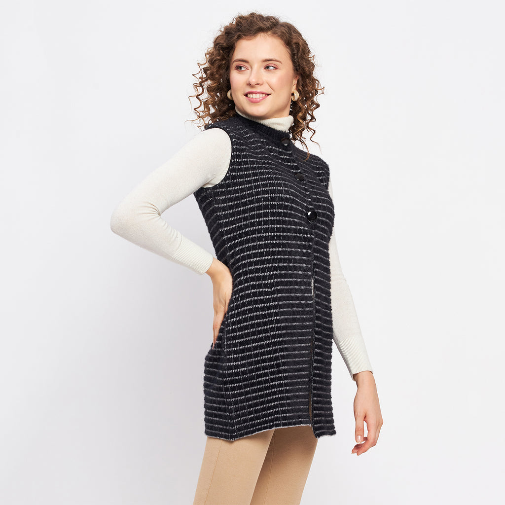 Duke Urban Women Sleeveless Checkered Cardigan (LQS9782)