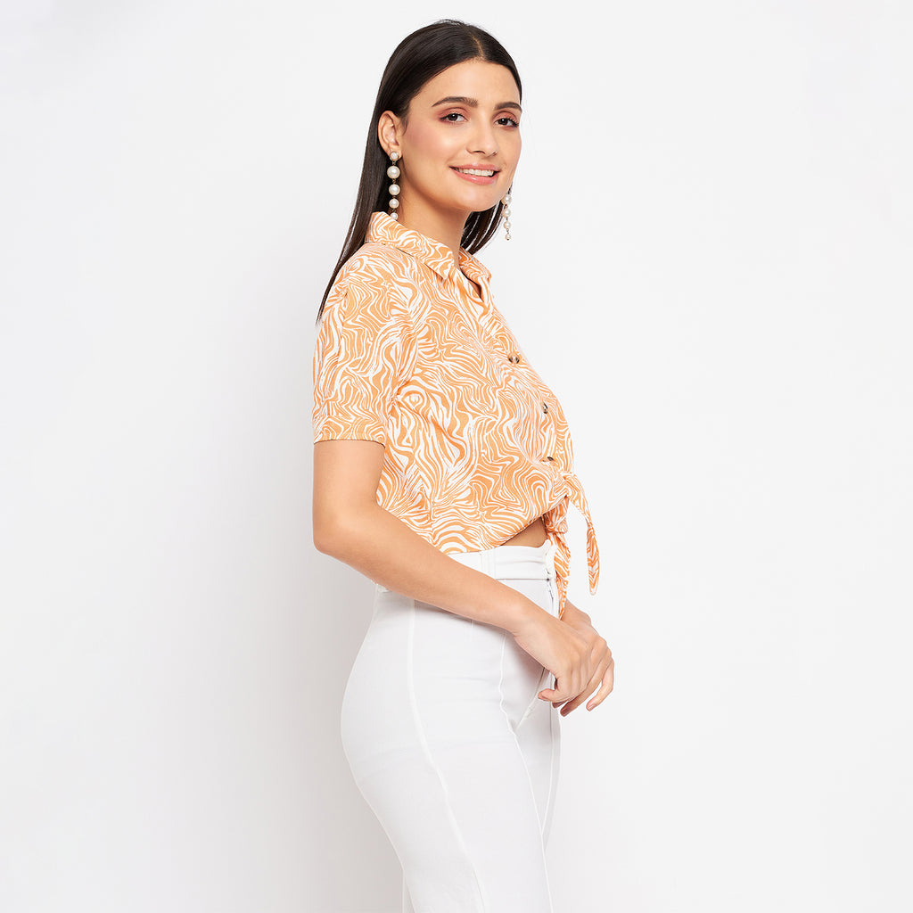Duke Urban Women Half Sleeve Printed Crop Shirt (SDX3281)