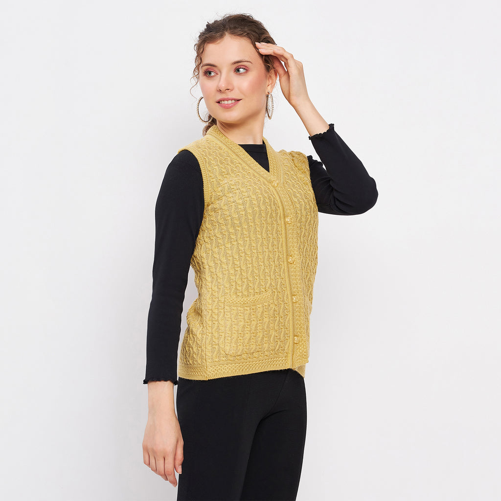 Duke Urban Women Sleeveless Self Design Cardigan (LQS9785)