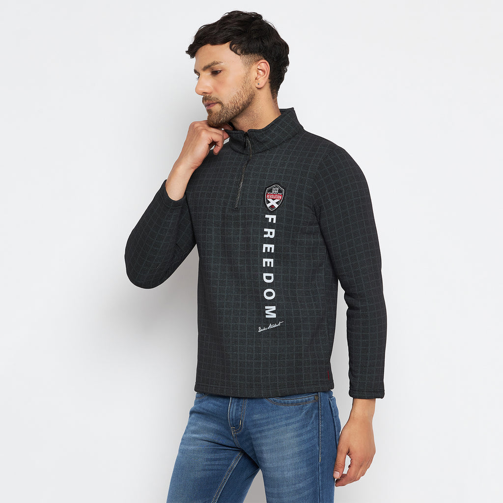 Duke Urban Men Half Zip Full Sleeve Cotton T-shirt (LF3930)