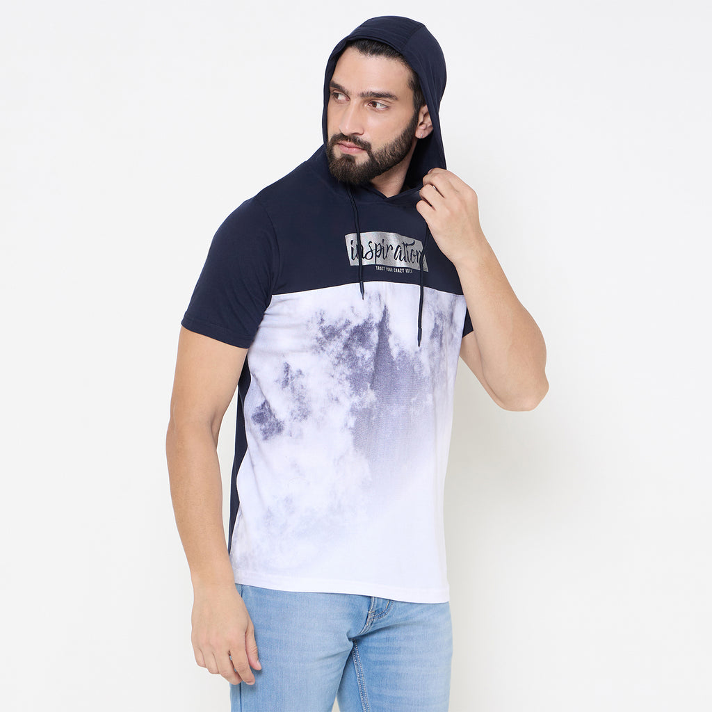 Duke Urban Men Half Sleeve Cotton Hooded Smart Fit T-Shirt (LF7228)