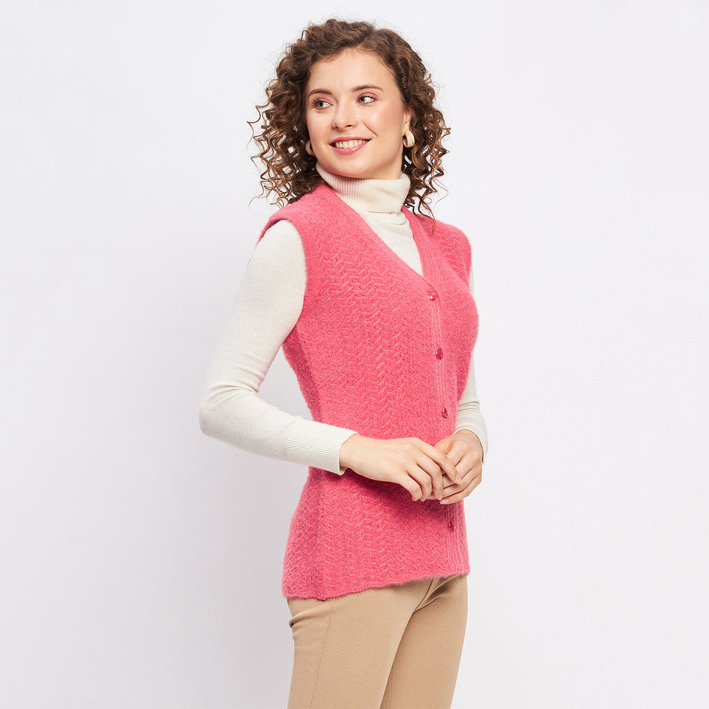 Duke Urban Women Sleeveless Self Design Cardigan (LQS9786)