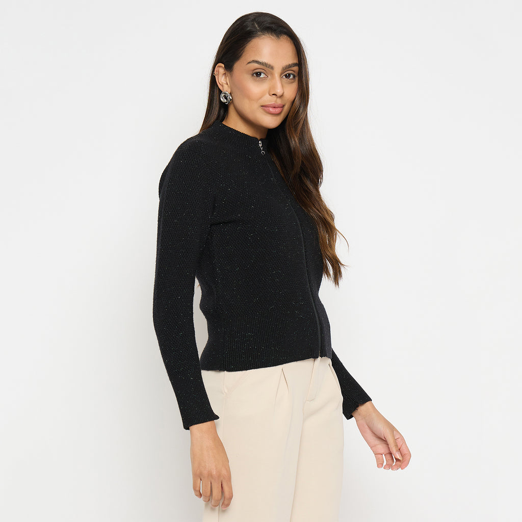 Duke Urban Women Full Sleeve Round Neck Zipper Cardigan (SDS1006R)