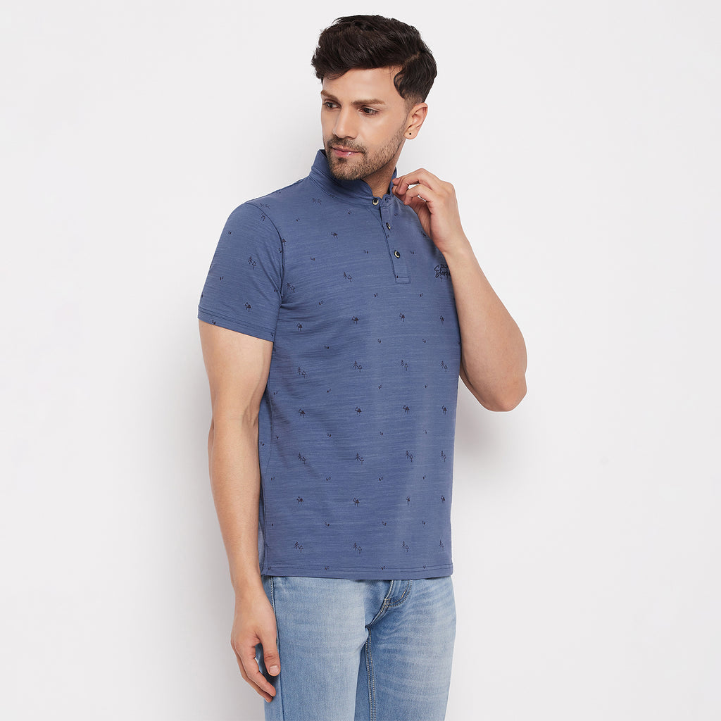 Duke Urban Men Mandarin Collar Half Sleeve Cotton T-shirt (LF5483)