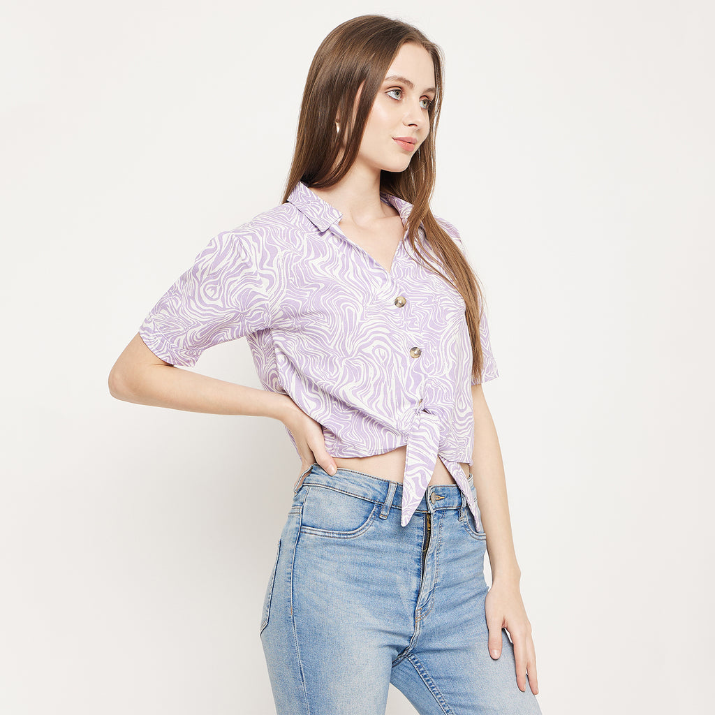 Duke Urban Women Half Sleeve Printed Crop Shirt (SDX3281)