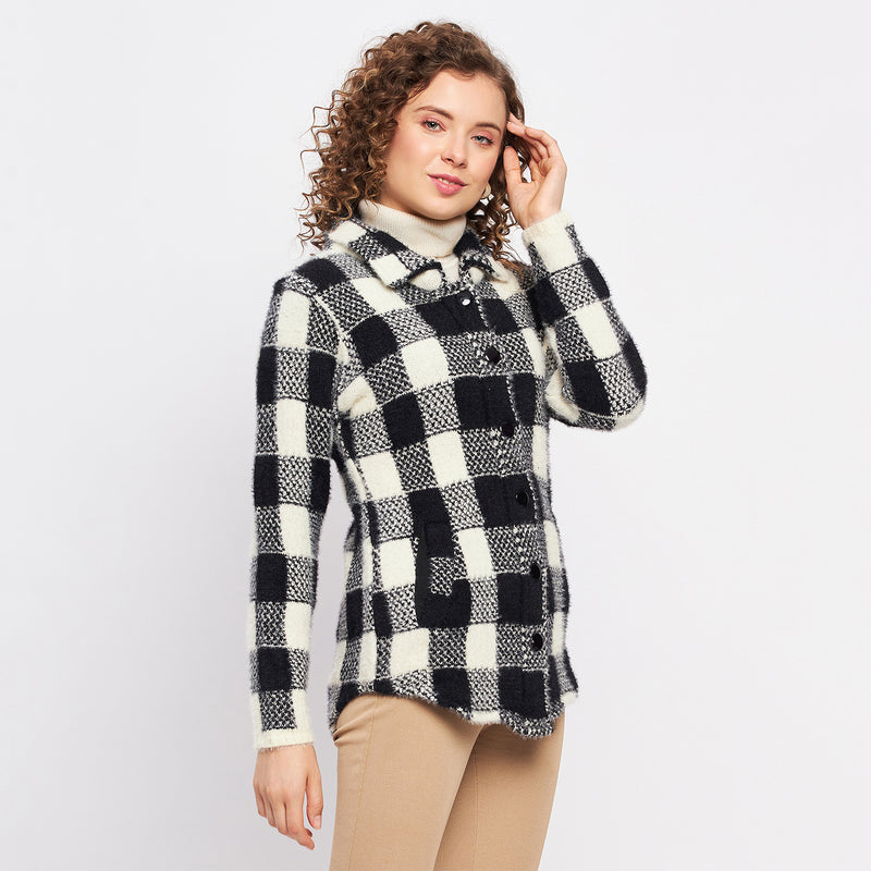 Duke Urban Women Full Sleeve Checkered Cardigan (LQS9768)