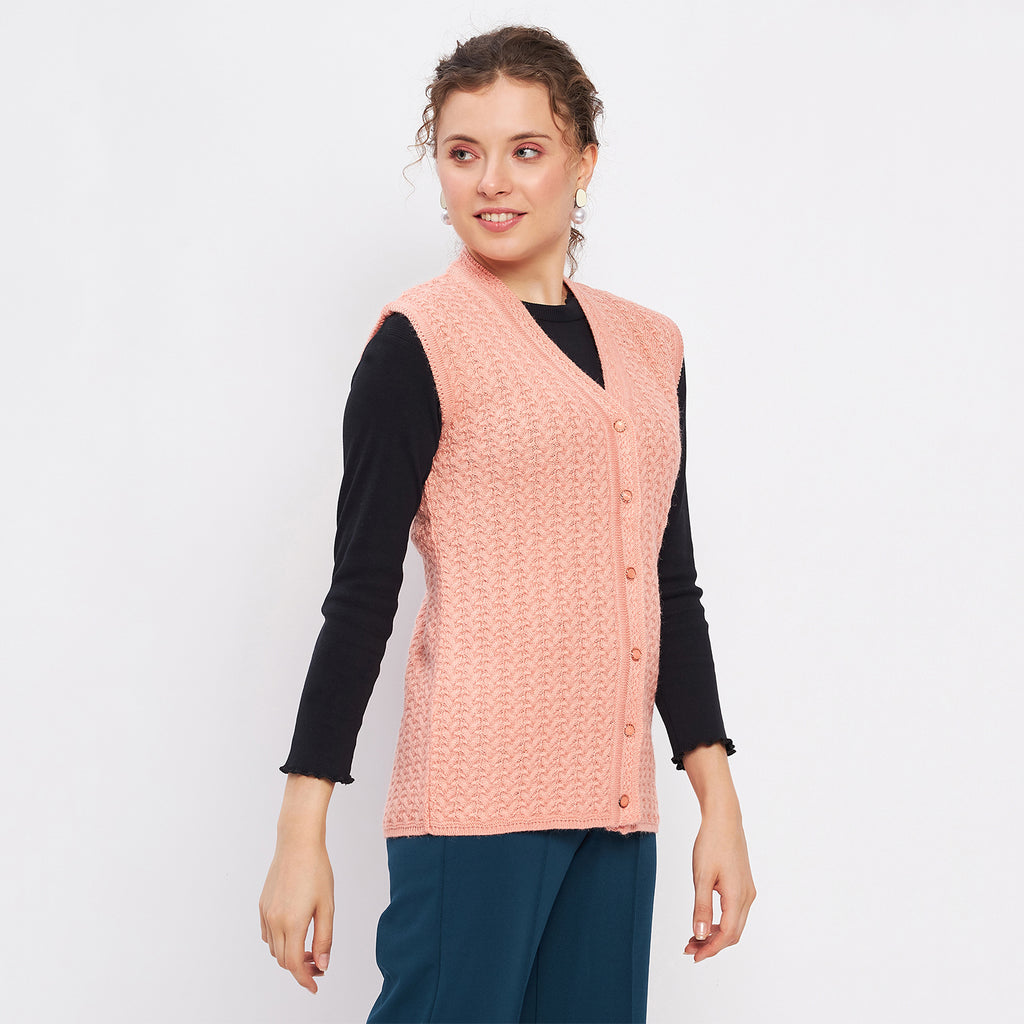 Duke Urban Women Sleeveless Self Design Cardigan (LQS9788)