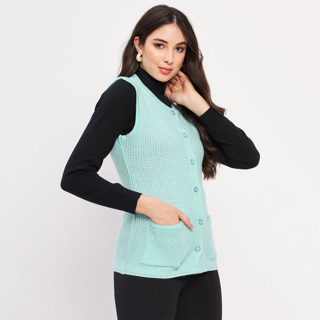 Duke Urban Women Sleeveless Self Design Cardigan (LQS9789)