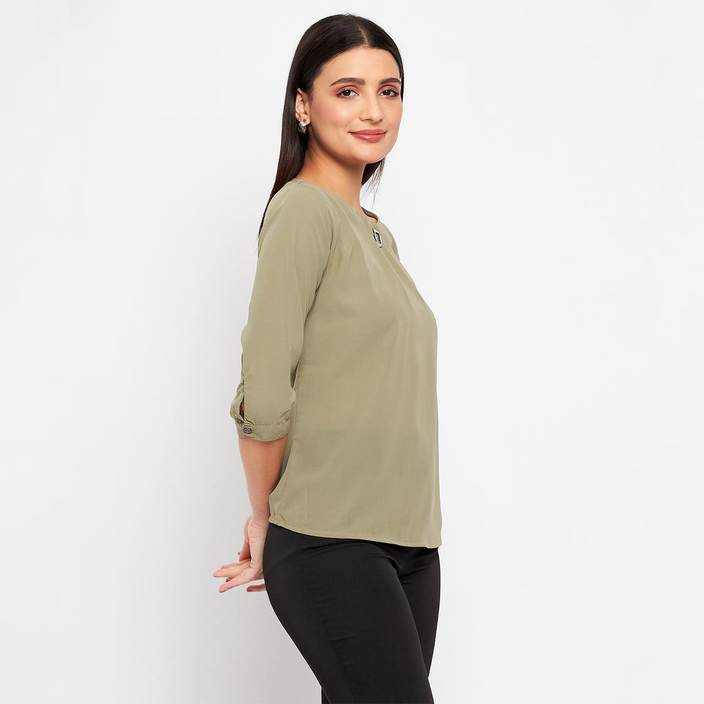 Duke Urban Women Round Neck 3/4th Sleeve Solid Top (SDX3272)