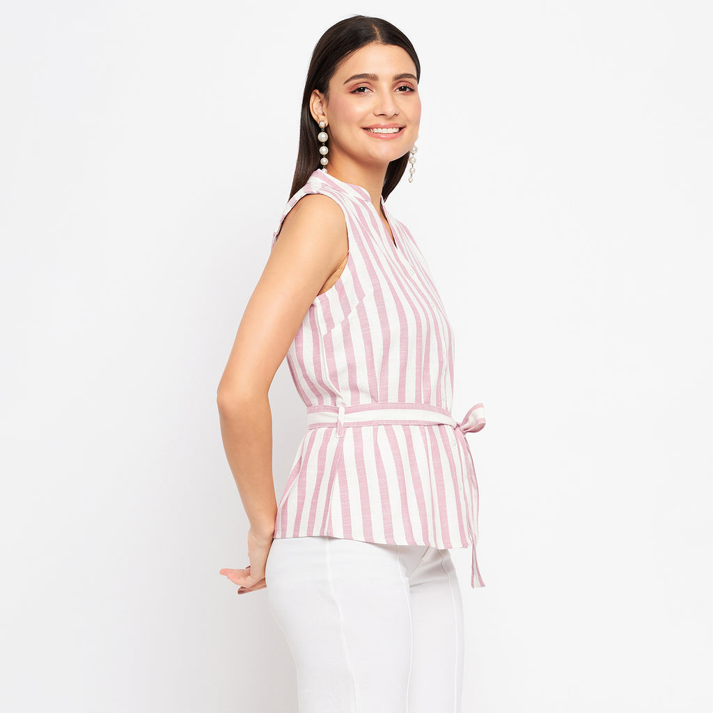 Duke Urban Women Sleeveless Striped Shirt (SDX3271)