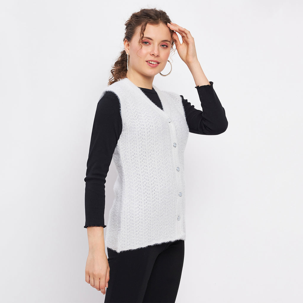 Duke Urban Women Sleeveless Self Design Cardigan (LQS9786)