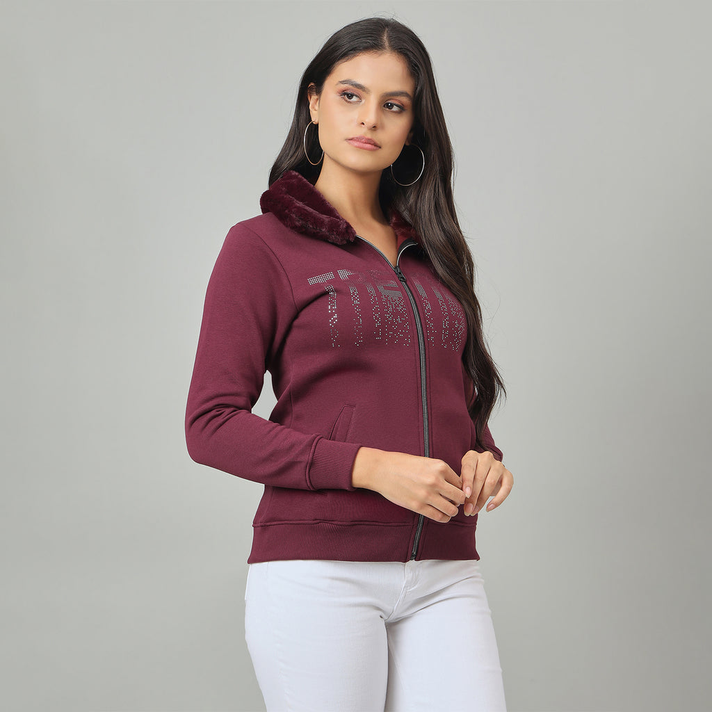 Duke Urban Women Full Zip Regular Sweatshirt (LFX967)