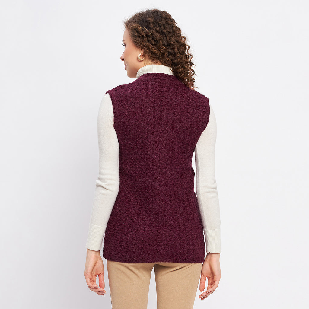 Duke Urban Women Sleeveless Self Design Cardigan (LQS9788)