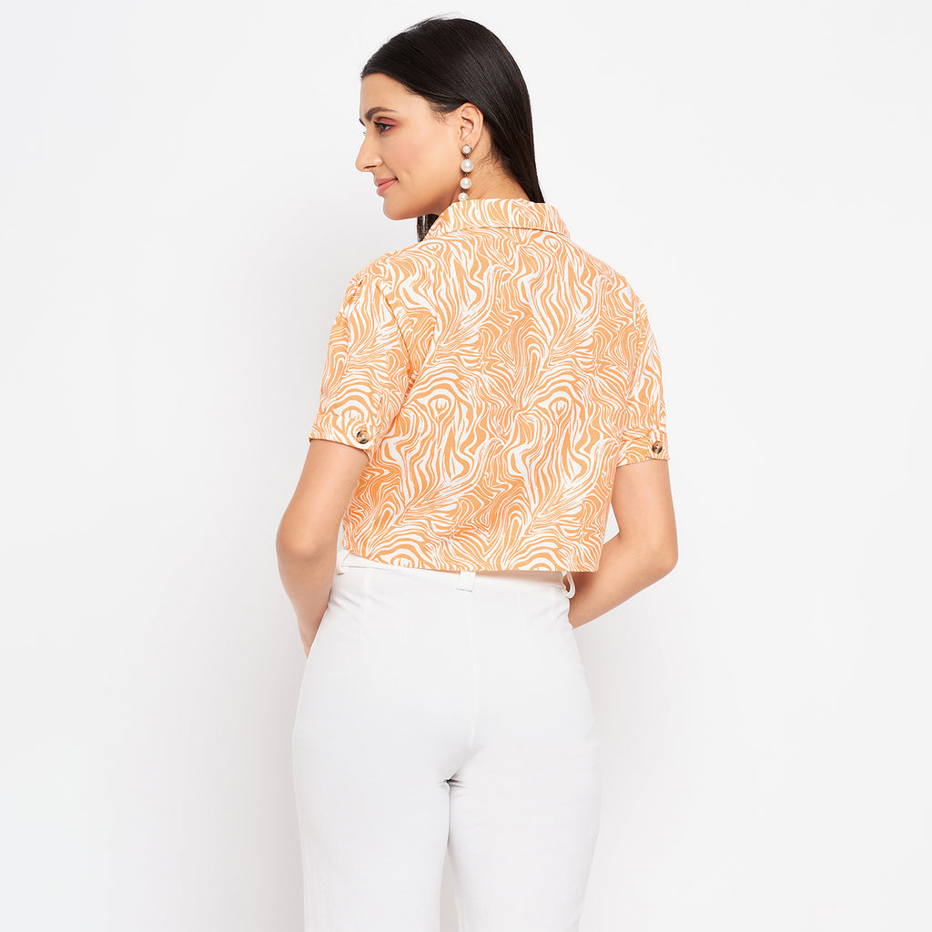 Duke Urban Women Half Sleeve Printed Crop Shirt (SDX3281)