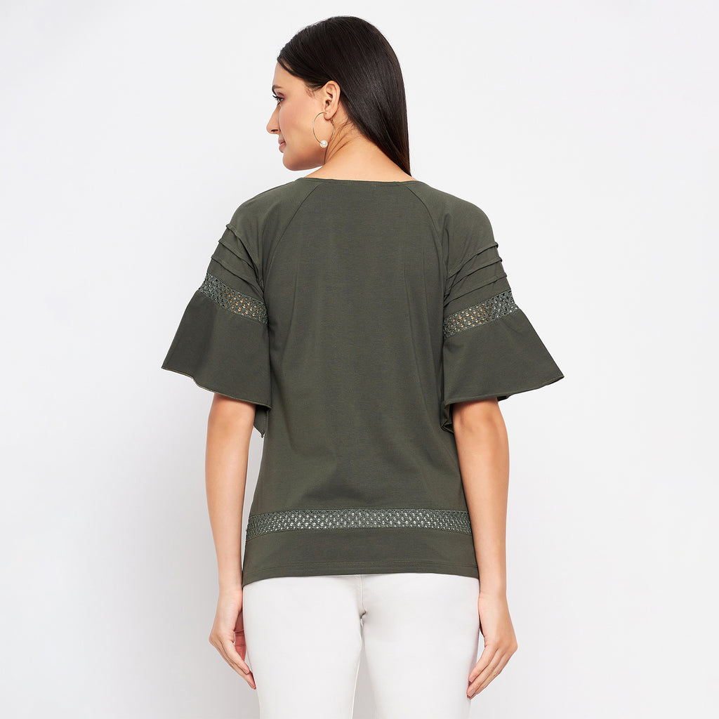 Duke Urban Women Keyhole Neck Half Sleeve Solid Top (LFX899)