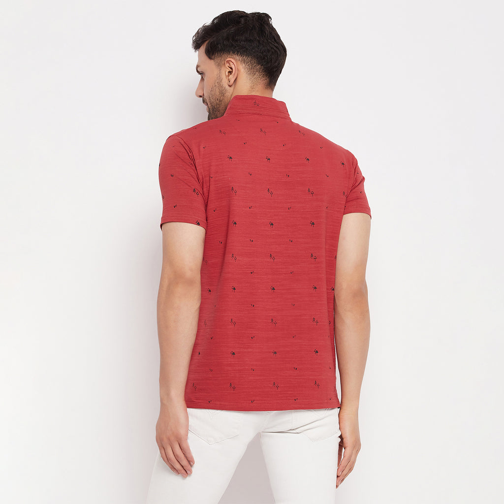 Duke Urban Men Mandarin Collar Half Sleeve Cotton T-shirt (LF5483)