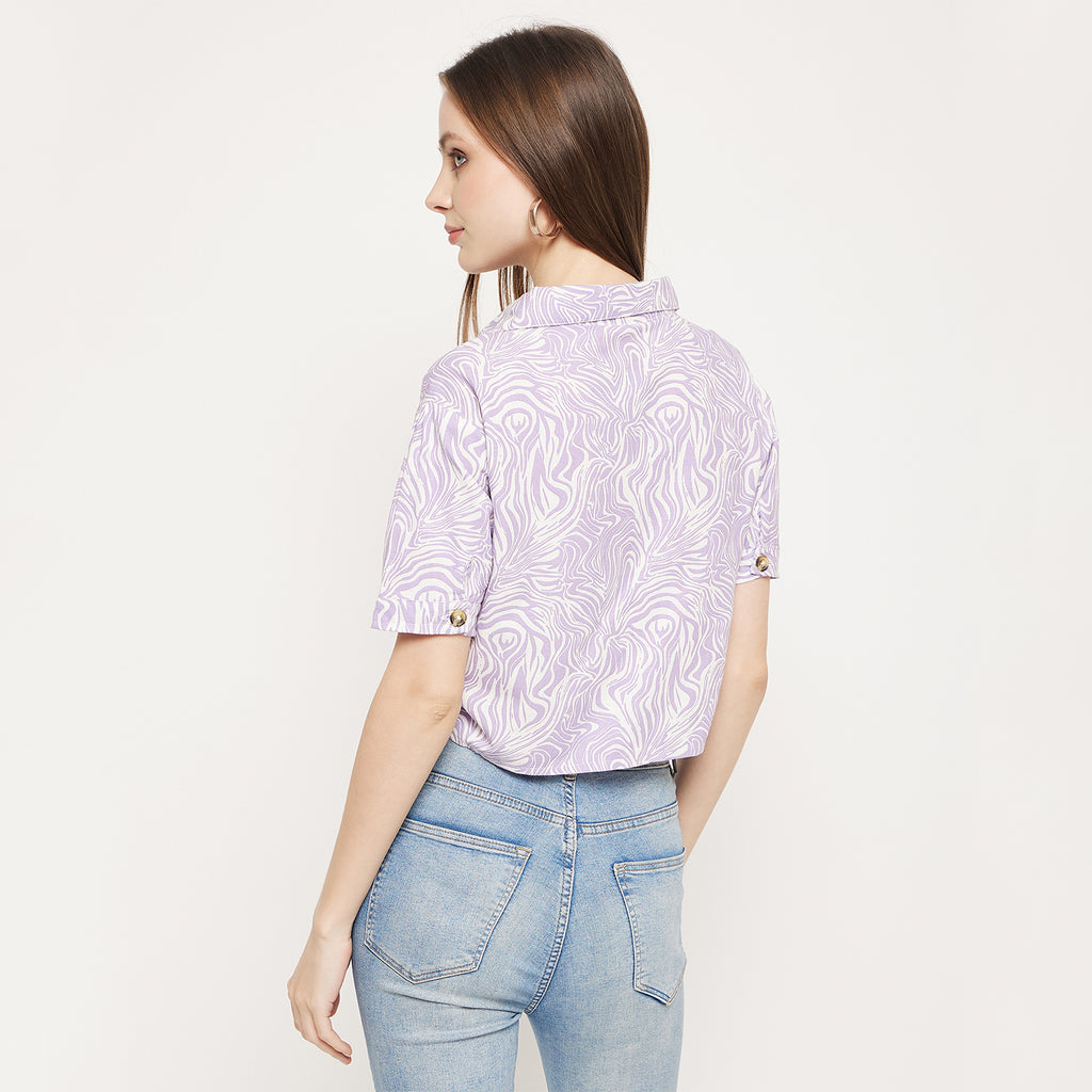 Duke Urban Women Half Sleeve Printed Crop Shirt (SDX3281)