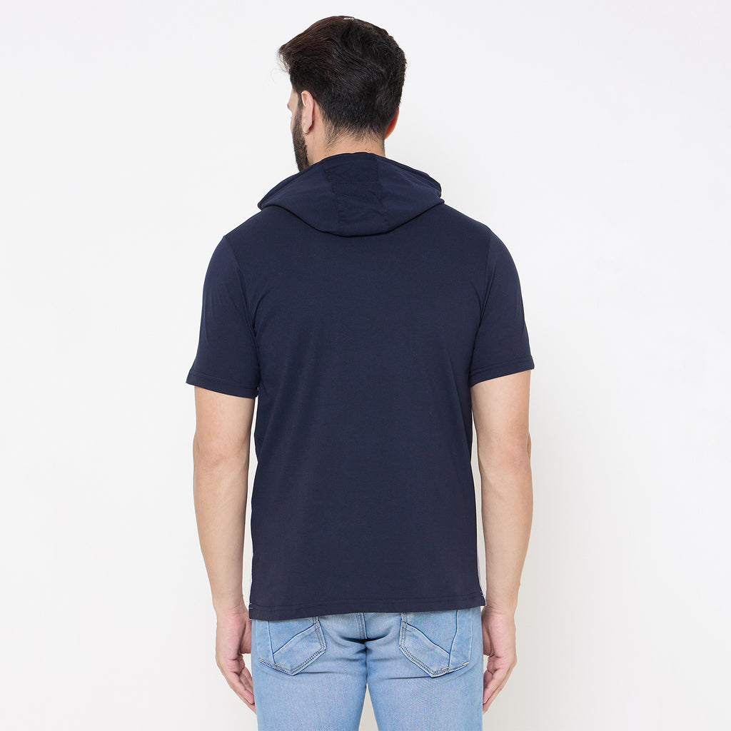 Duke Urban Men Half Sleeve Cotton Hooded Smart Fit T-Shirt (LF7228)