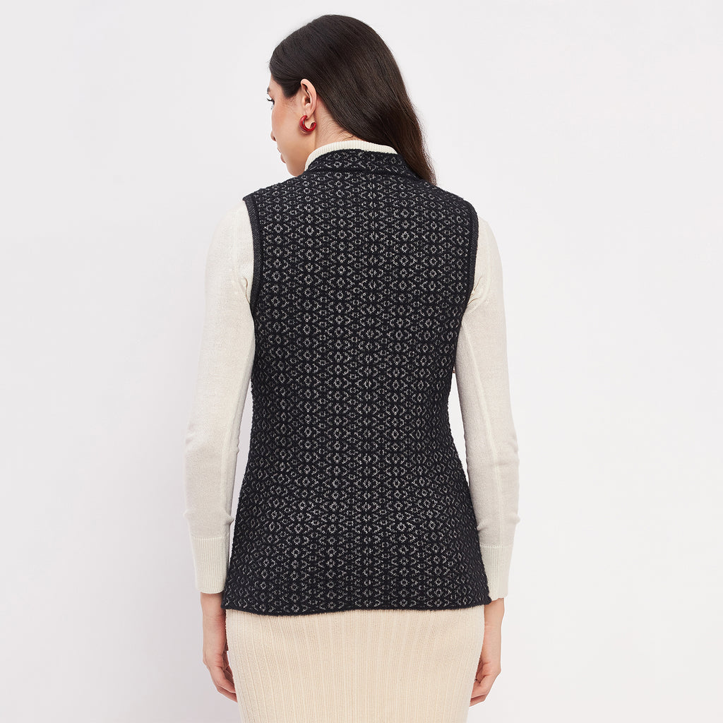 Duke Urban Women Sleeveless Self Design Cardigan (LQS9787)