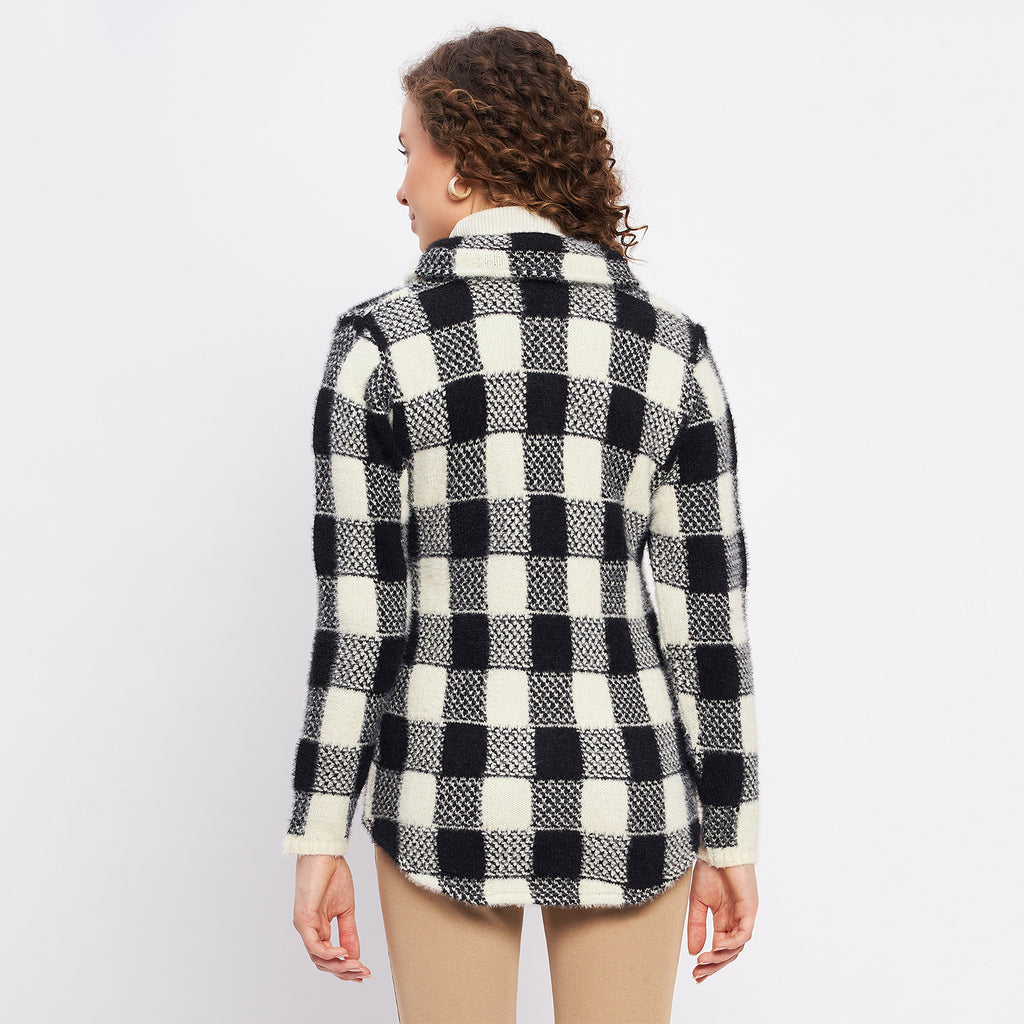 Duke Urban Women Full Sleeve Checkered Cardigan (LQS9768)