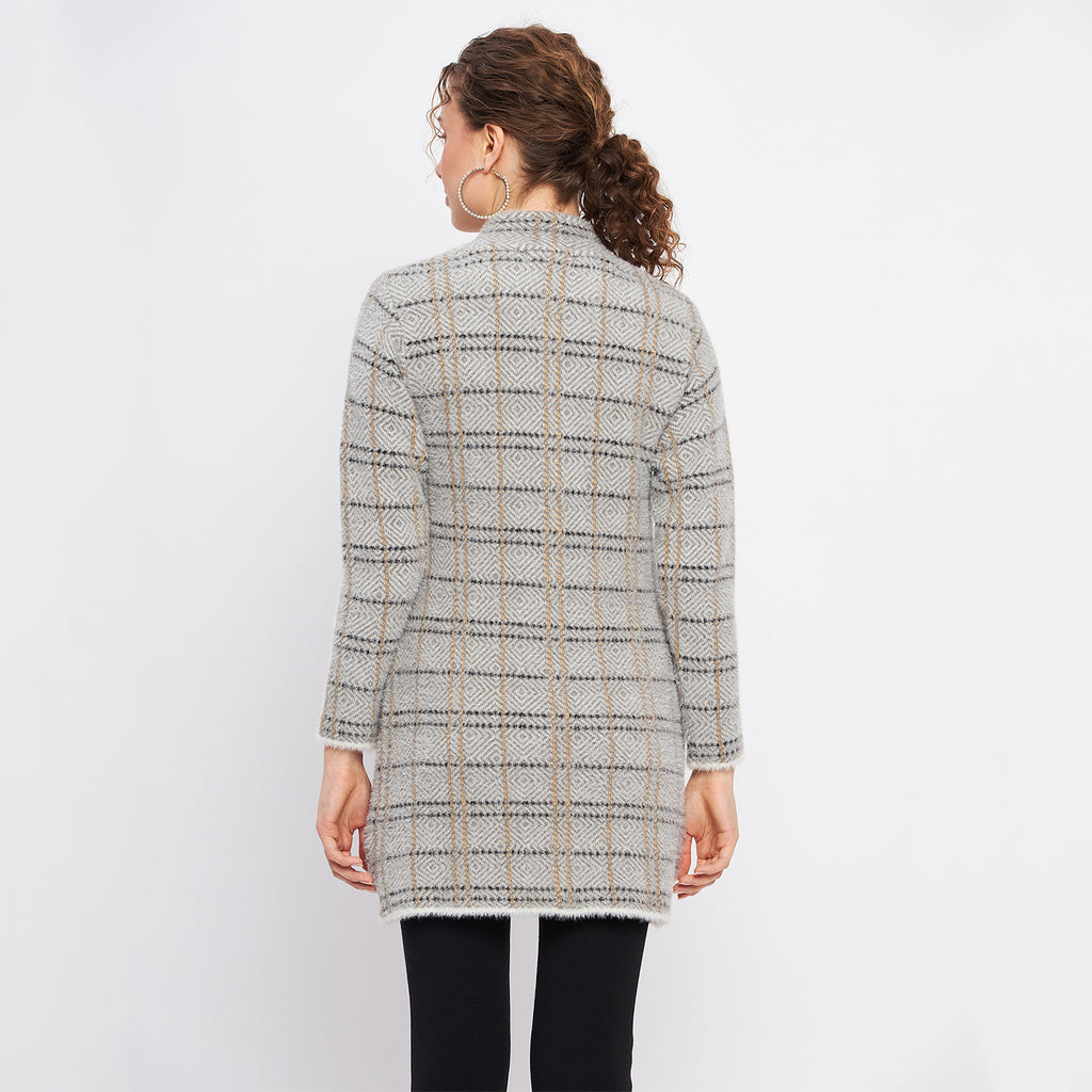 Duke Urban Women Full Sleeve Checkered Cardigan (LQS9769)