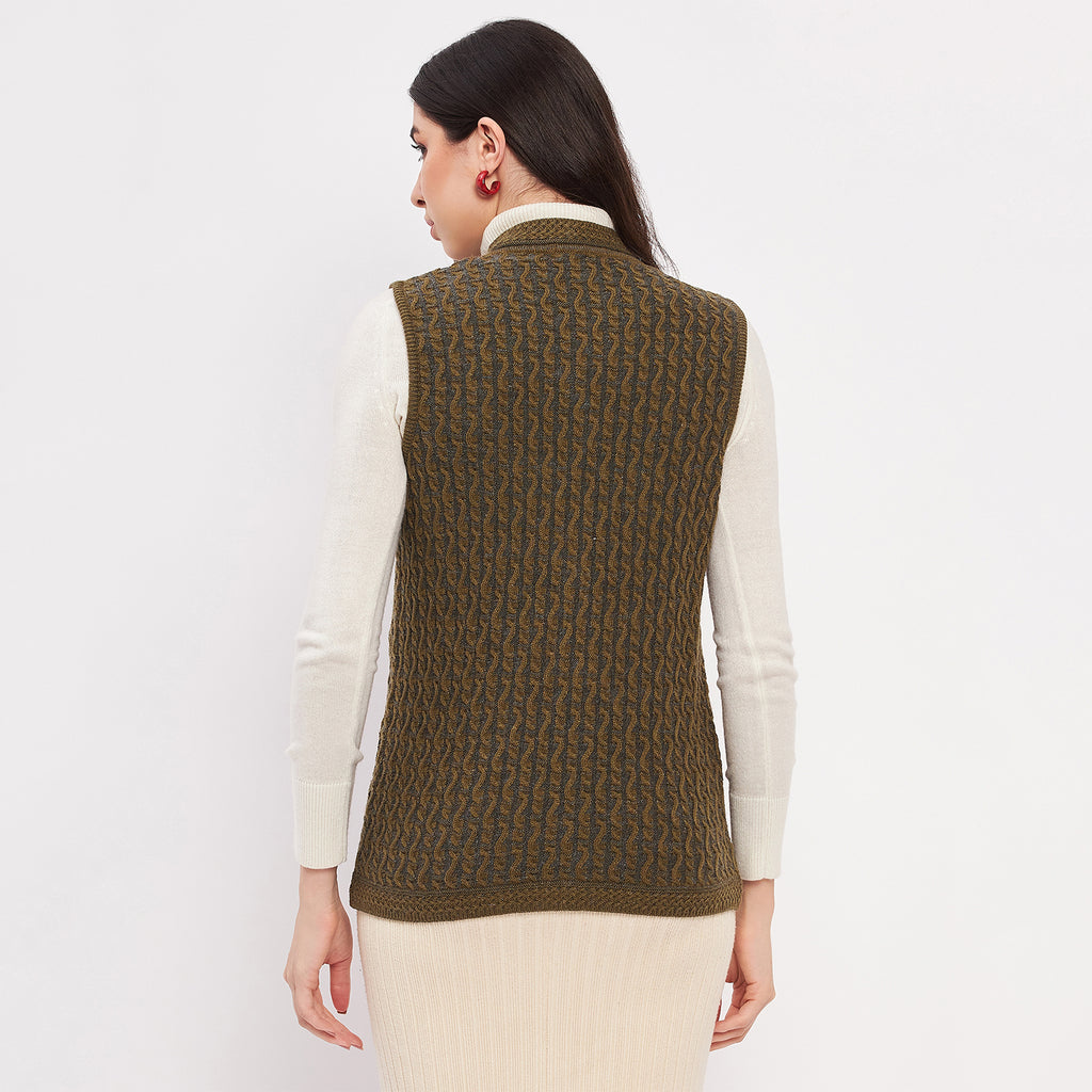 Duke Urban Women Sleeveless Self Design Cardigan (LQS9785)