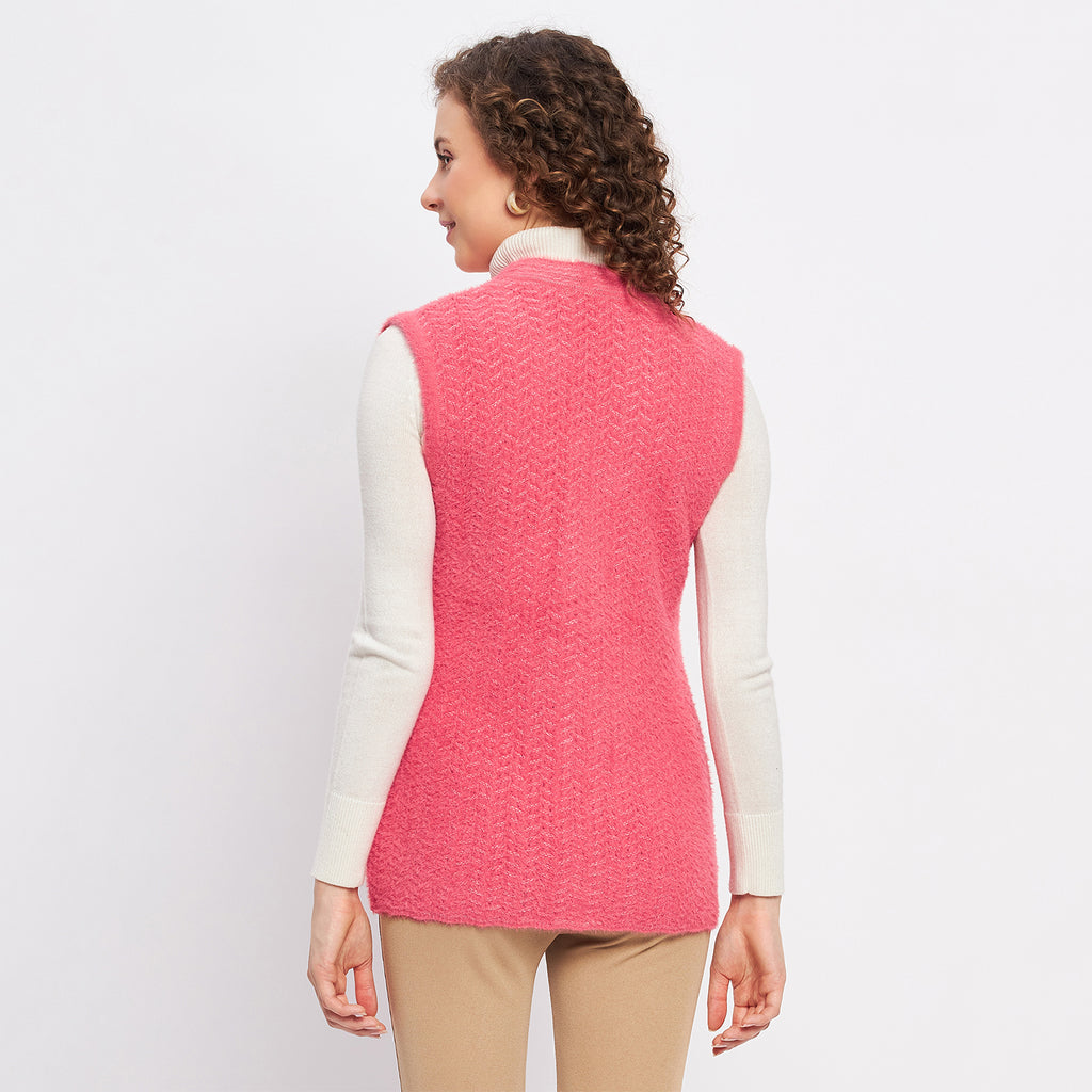 Duke Urban Women Sleeveless Self Design Cardigan (LQS9786)