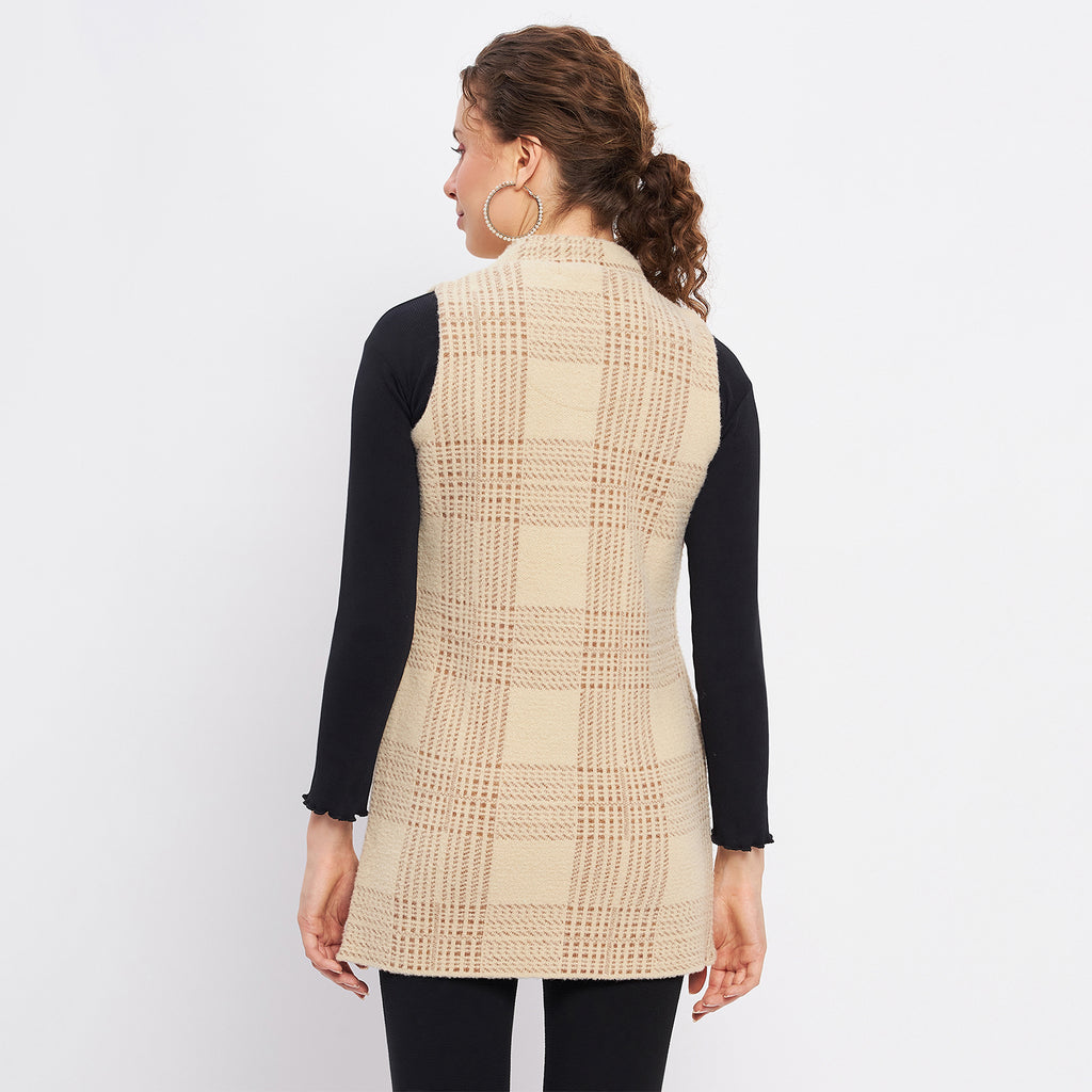 Duke Urban Women Sleeveless Self Design Cardigan (LQS9783)