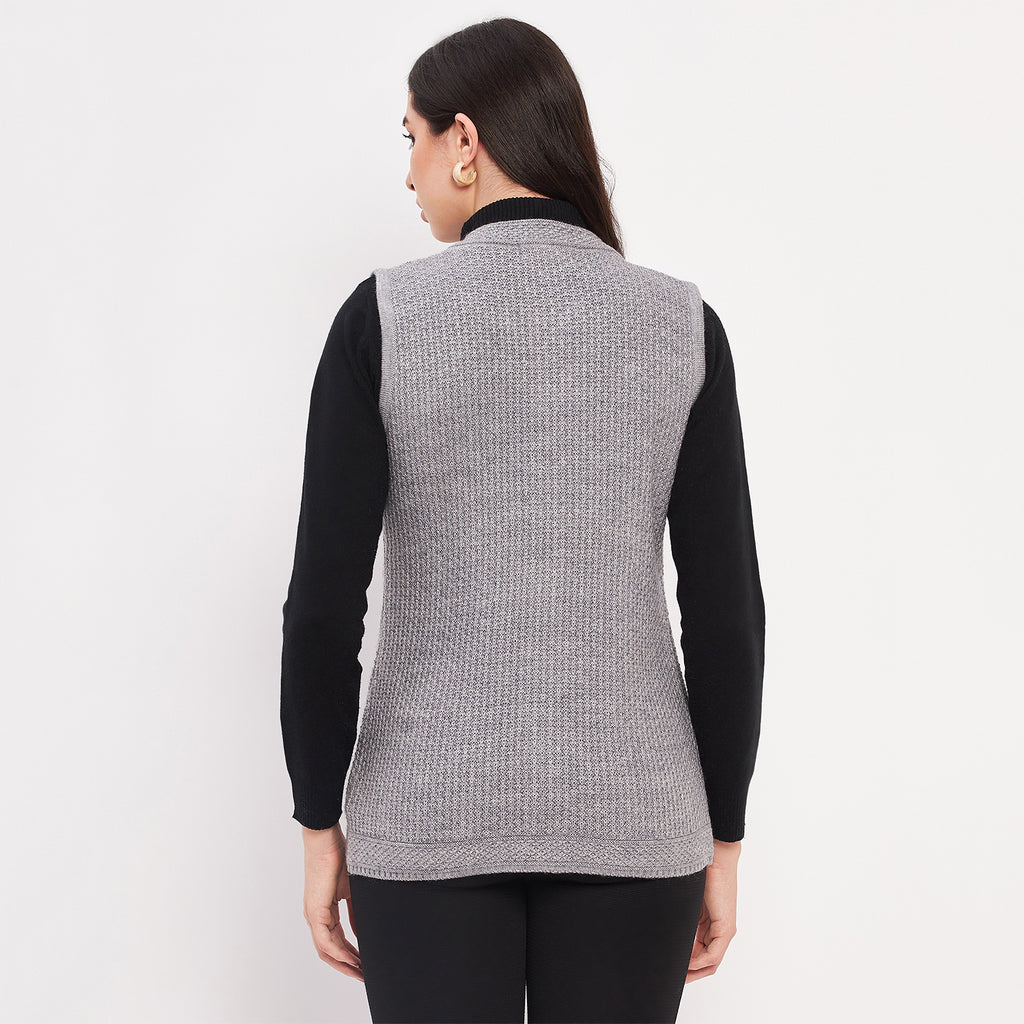 Duke Urban Women Sleeveless Self Design Cardigan (LQS9789)
