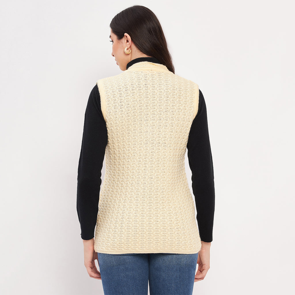 Duke Urban Women Sleeveless Self Design Cardigan (LQS9788)