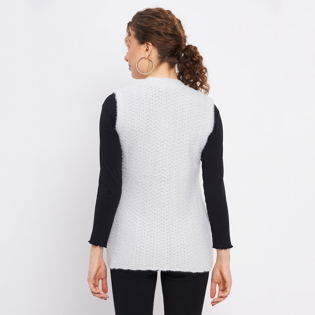 Duke Urban Women Sleeveless Self Design Cardigan (LQS9786)