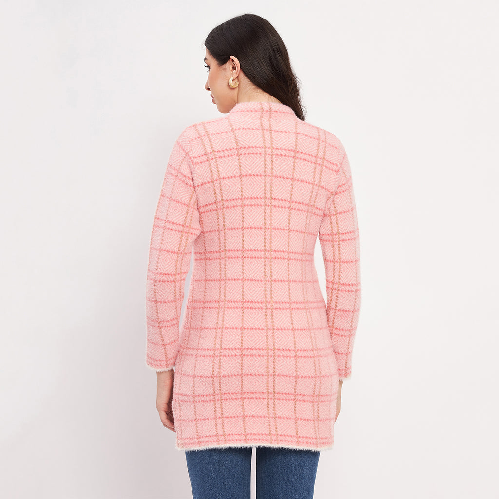 Duke Urban Women Full Sleeve Checkered Cardigan (LQS9769)