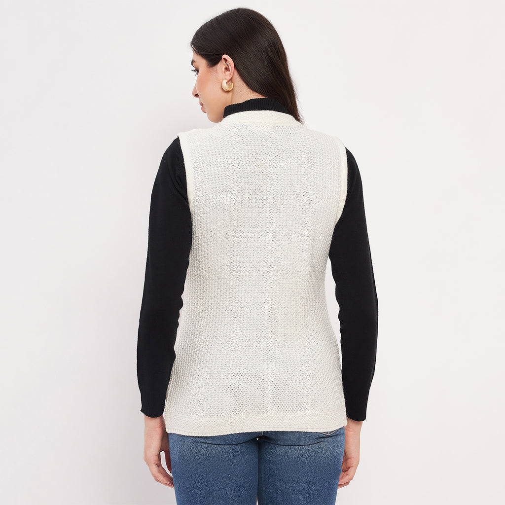 Duke Urban Women Sleeveless Self Design Cardigan (LQS9789)