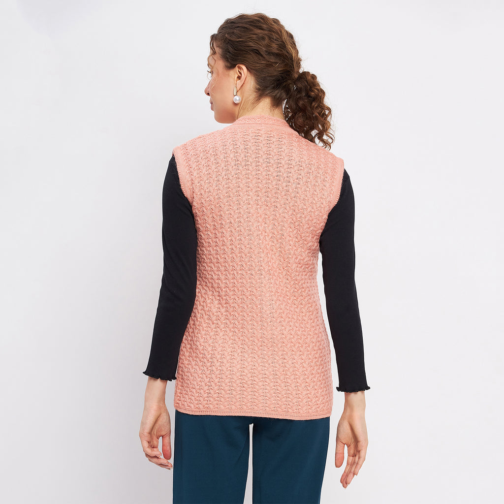 Duke Urban Women Sleeveless Self Design Cardigan (LQS9788)