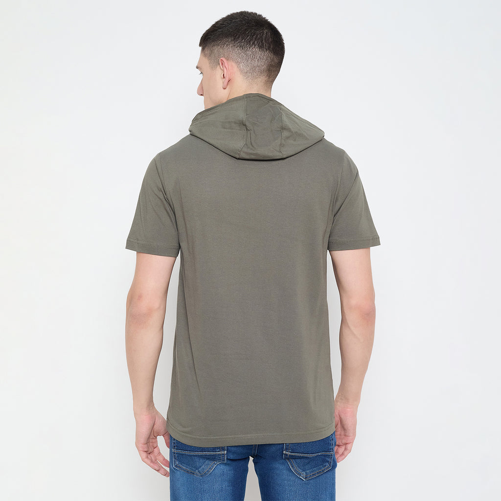 Duke Urban Men Half Sleeve Cotton Hooded Smart Fit T-Shirt (LF7227)