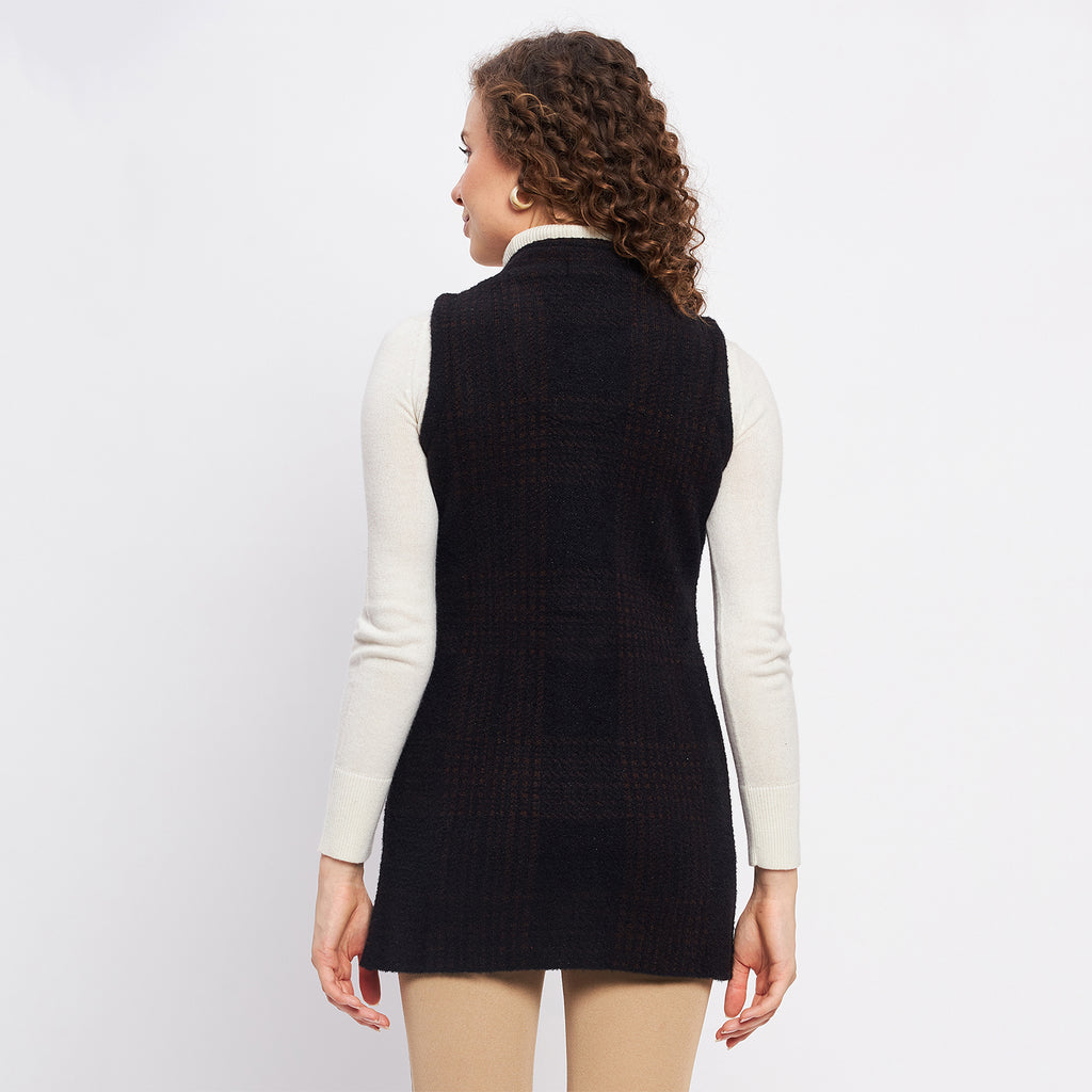 Duke Urban Women Sleeveless Self Design Cardigan (LQS9783)