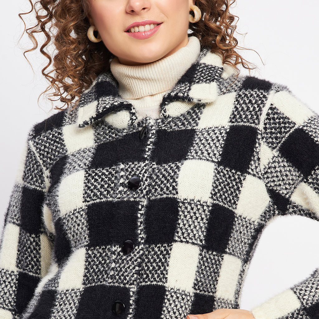 Duke Urban Women Full Sleeve Checkered Cardigan (LQS9768)