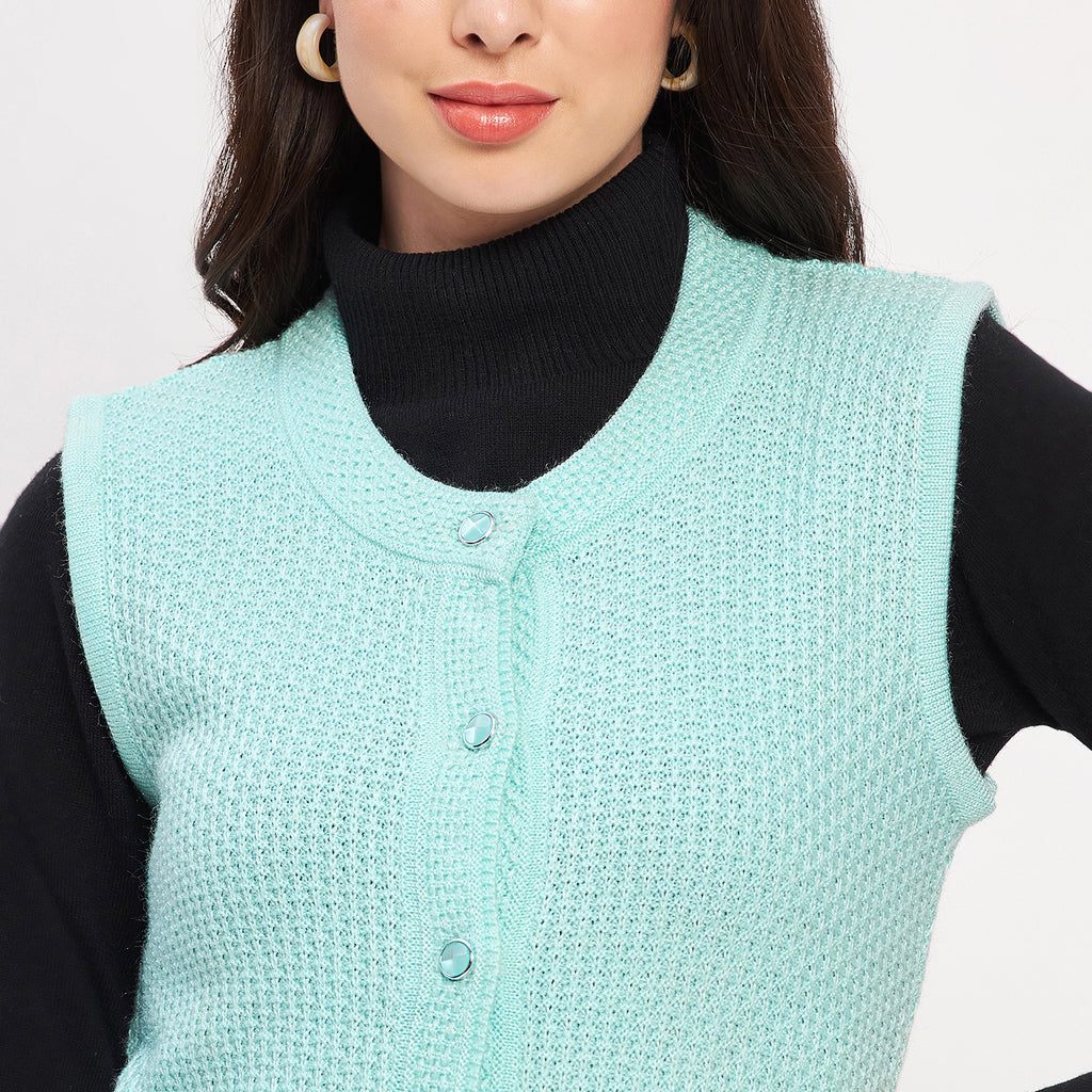 Duke Urban Women Sleeveless Self Design Cardigan (LQS9789)