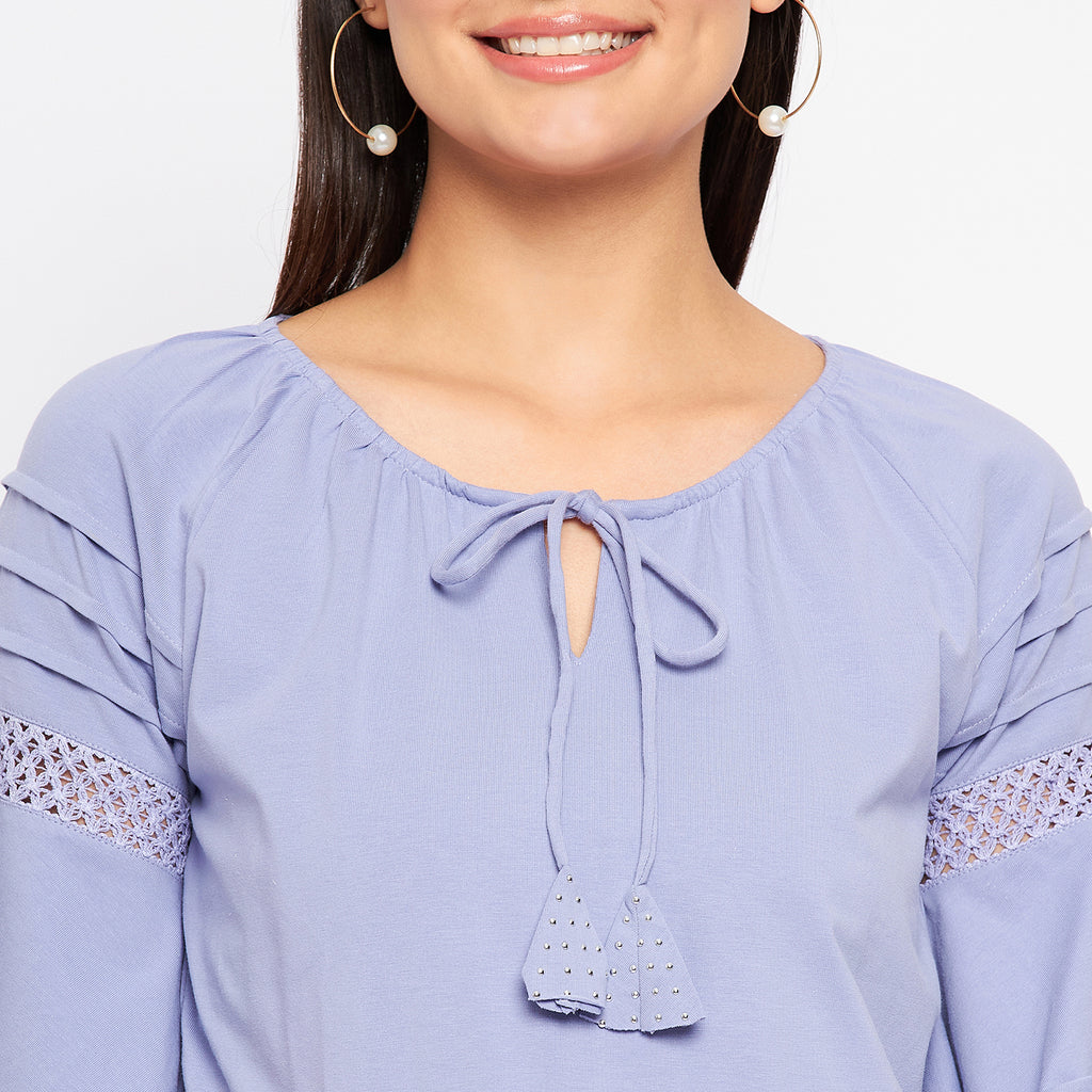 Duke Urban Women Keyhole Neck Half Sleeve Solid Top (LFX899)