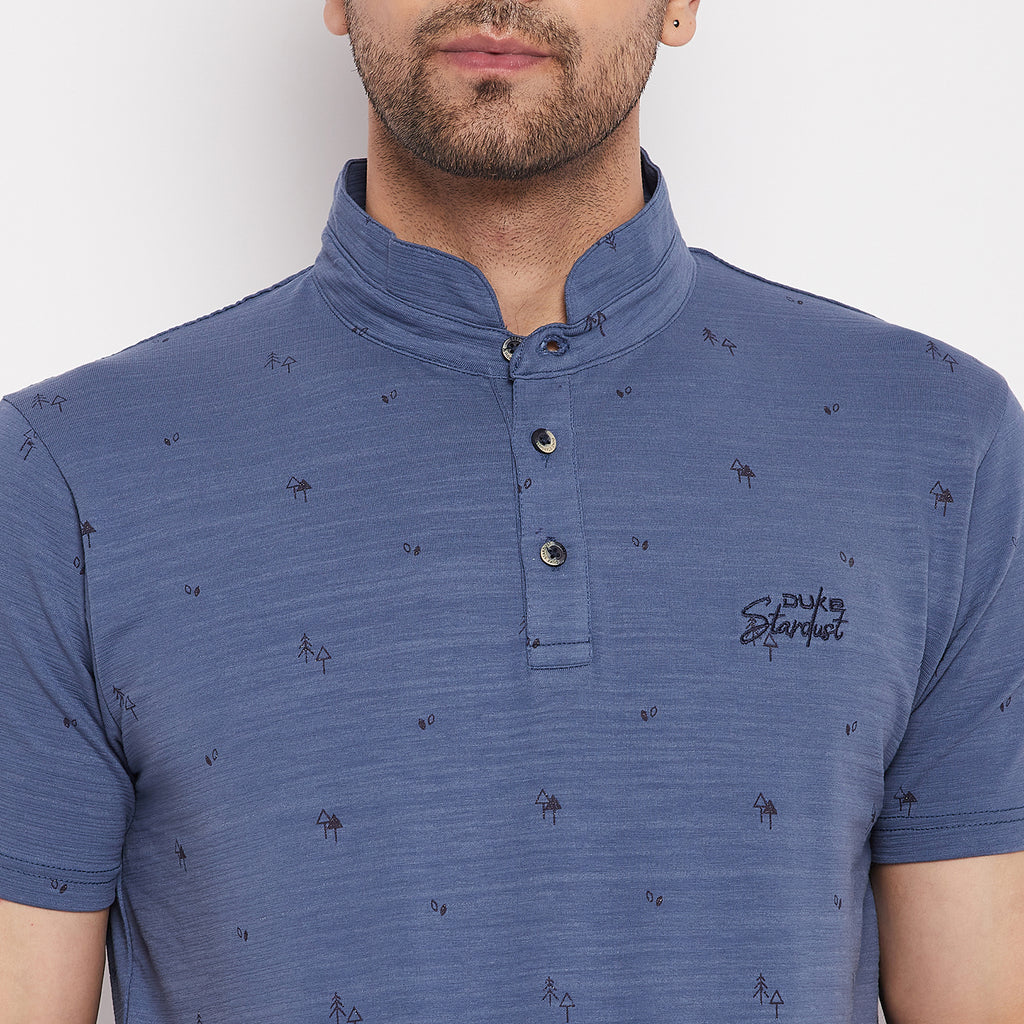 Duke Urban Men Mandarin Collar Half Sleeve Cotton T-shirt (LF5483)