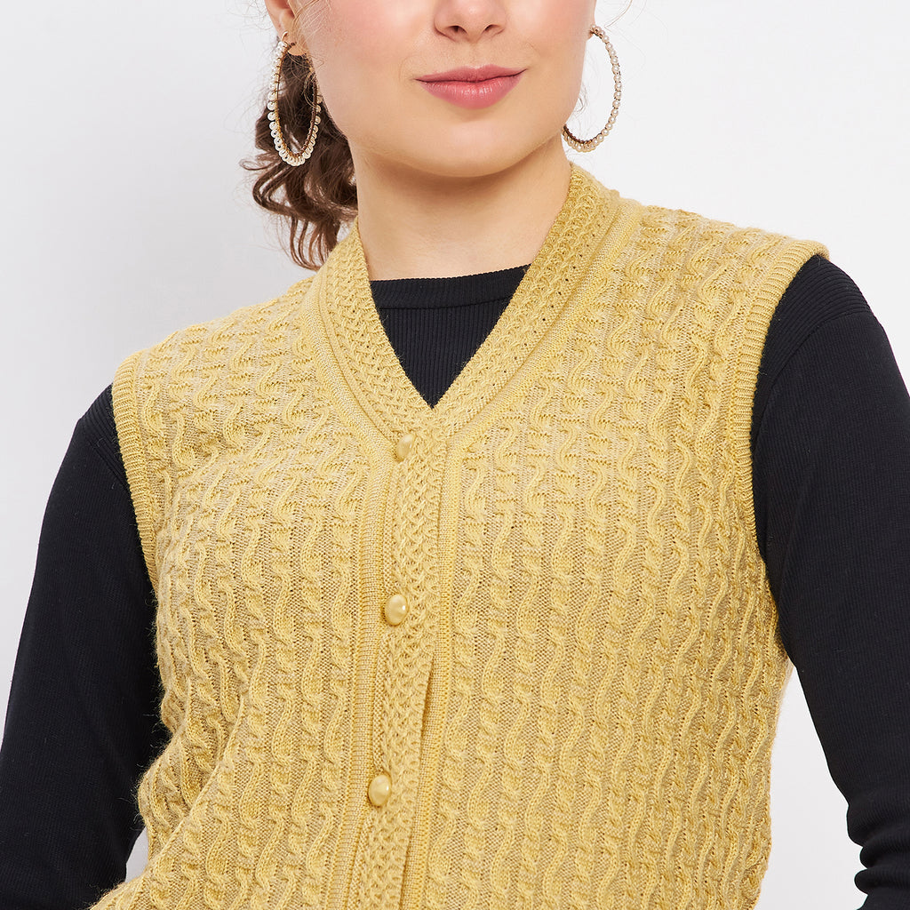 Duke Urban Women Sleeveless Self Design Cardigan (LQS9785)