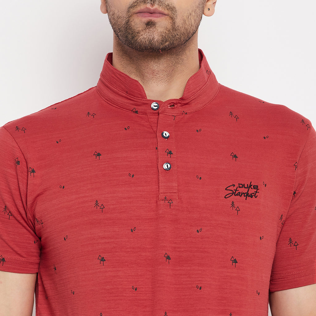 Duke Urban Men Mandarin Collar Half Sleeve Cotton T-shirt (LF5483)