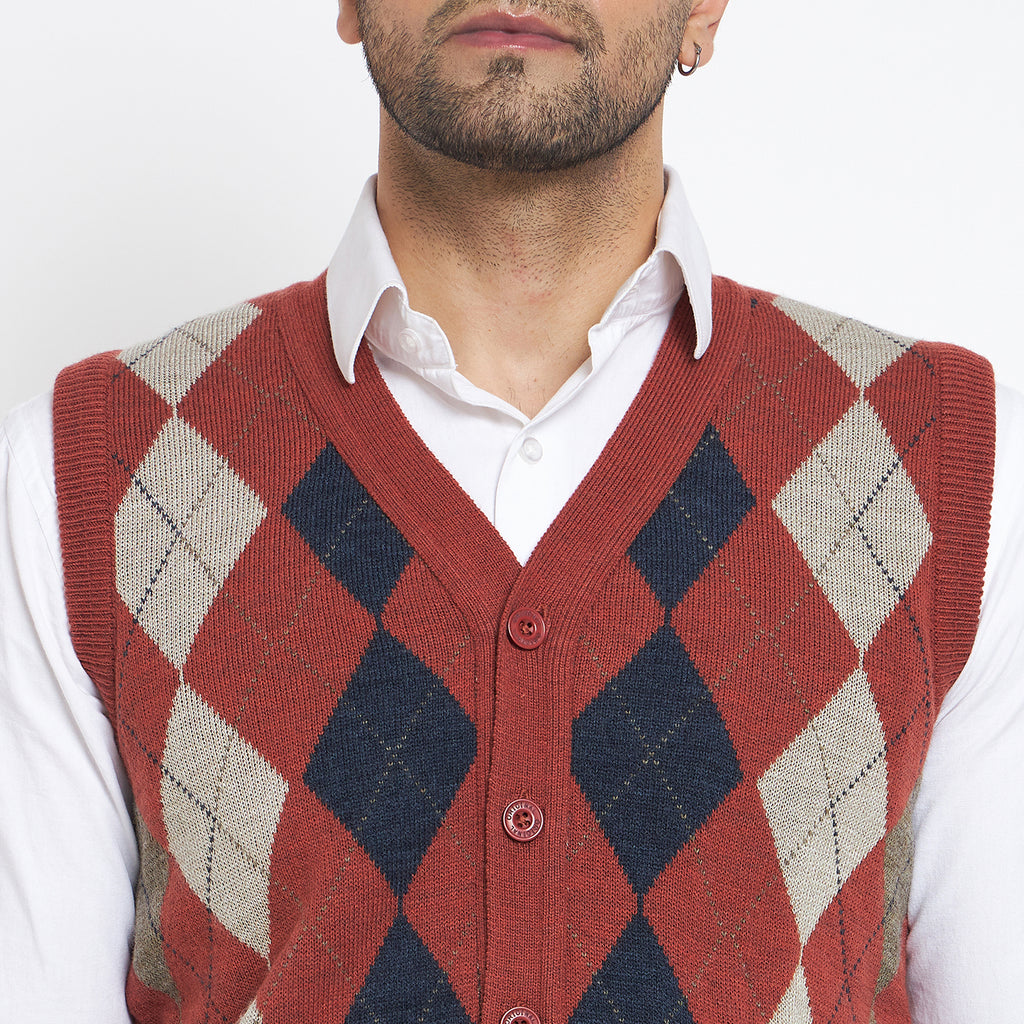 Duke Urban Men Sleeveless V Neck Cardigan (SDS2166B)
