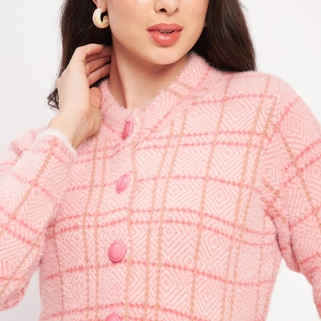 Duke Urban Women Full Sleeve Checkered Cardigan (LQS9769)